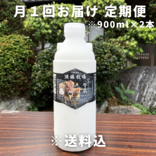 月イチ定期便【千葉県館山市】A２タイプのジャージーミルク900㎖×2本　※超新鮮・低温殺菌・ノンホモ