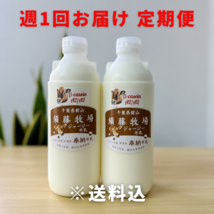 週１定期便【千葉県館山市】A２タイプのジャージーミルク900㎖×2本　※超新鮮・低温殺菌・ノンホモ