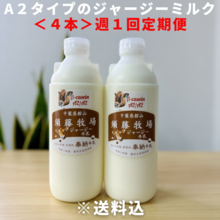 週１定期便【千葉県館山市】A２タイプのジャージーミルク900㎖×4本　※超新鮮・低温殺菌・ノンホモ